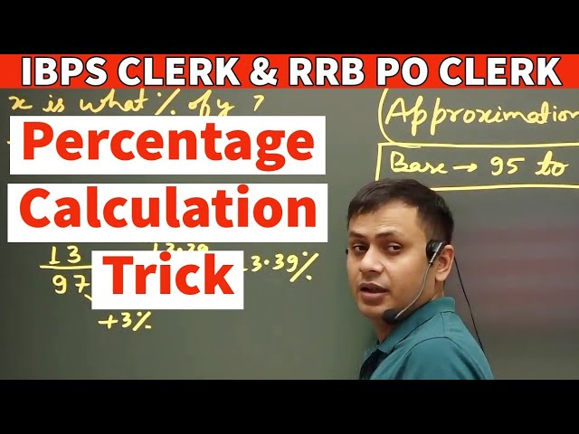 Percentage Short Method for SBI IBPS RRB PO Clerk by Ashish Tiwari Short trick for Percentage
