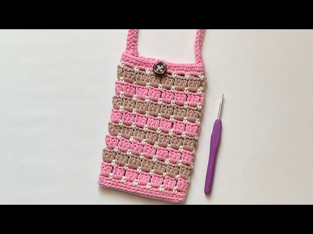 Crochet - Cross Body Phone Bag/Phone Cover - Block Stitch - Very Easy Pattern