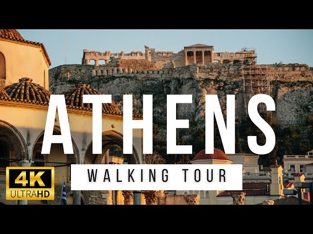 Athens, Greece Walking Tour - 4K - Sunny and warm winter in the Downtown