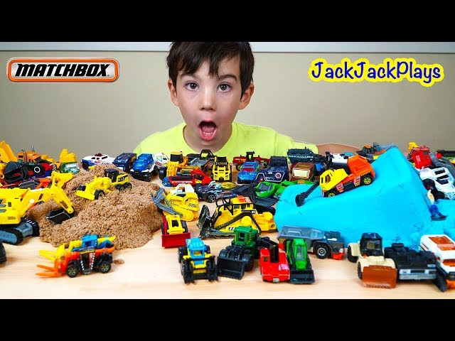 Pretend Play with Huge Matchbox Truck Collection! Toy Digger and Excavator for Kids | JackJackPlays