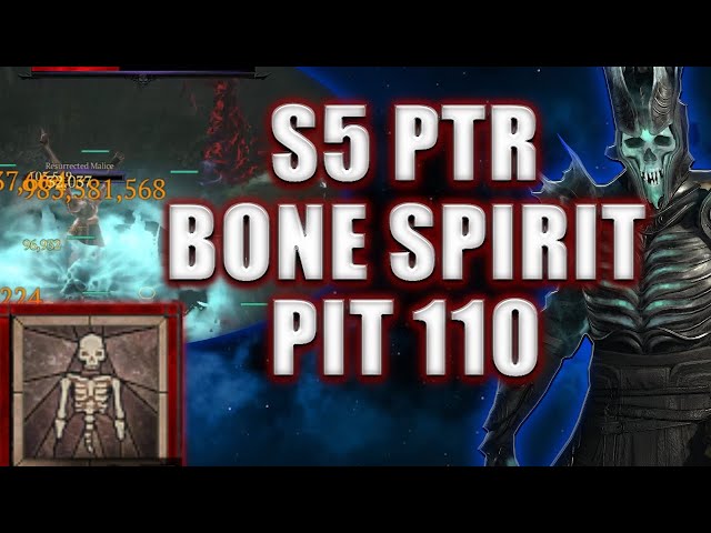 S5 [PTR] Bone Spirit PIT 110 (BUGGED BOSS) Clear Season 5 | Diablo 4 Necromancer Bone Build #skulm