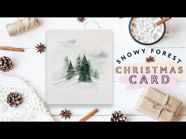 Snowy Forest Christmas Card | Easy Christmas Cards