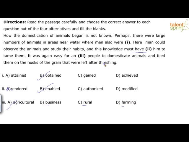 Cloze Test | Additional Example - 4 | Cloze Passage | Fill in the Blank | English | TalentSprint