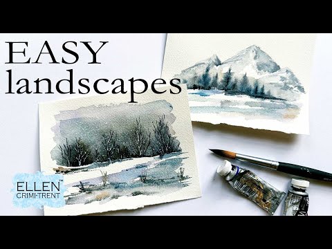EASY Winter Watercolor Landscape  Cards