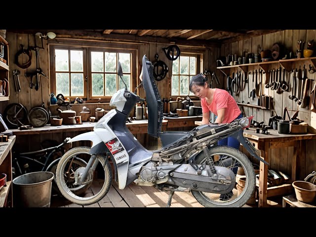 Village Girl Fixes Broken Motorbike Starter in Rural Workshop - Shocking!
