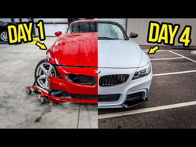 Rebuilding (And Modifying) A DESTROYED BMW Sports Car In 4 Days