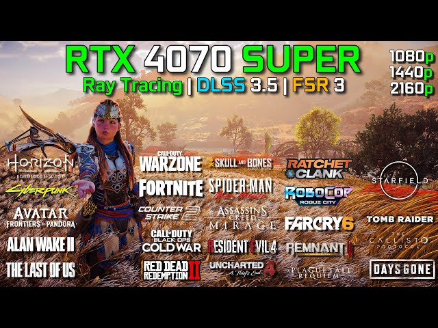 RTX 4070 SUPER + RYZEN 5 7600X | Test in 25 Games | 1080p - 1440p - 4K | Ray Tracing DLSS 3.5 & FSR3
