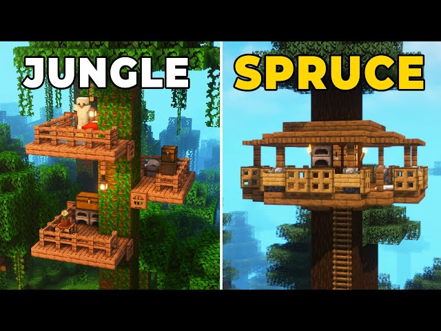 3 Simple Treehouse Bases in Minecraft!
