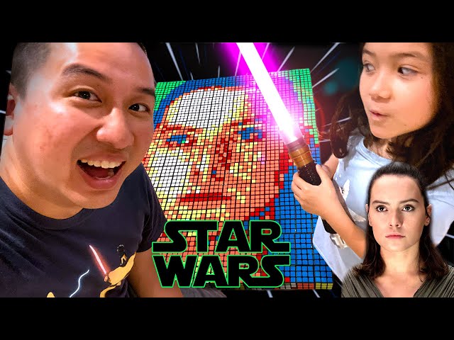 Using 300 Rubik's Cubes to Create Rey from STAR WARS!