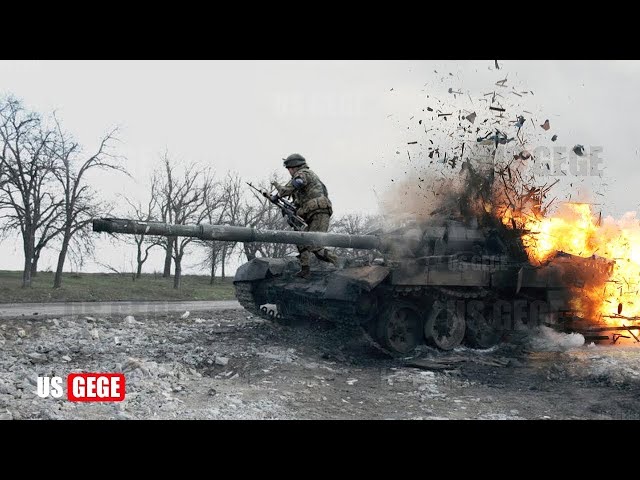 Key Moment! Ukrainian 8th SSO FPV Drone Brutal Blows Up Russian T-90M Tank in Village Near Avdiivka
