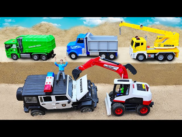Rescue Police Car and Construction Vehicles Excavator Toy Play | BonBon Cars TV