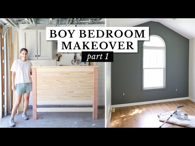 Boy Bedroom Makeover Part 1: Building a Shiplap Headboard & Painting a Dark Accent Wall