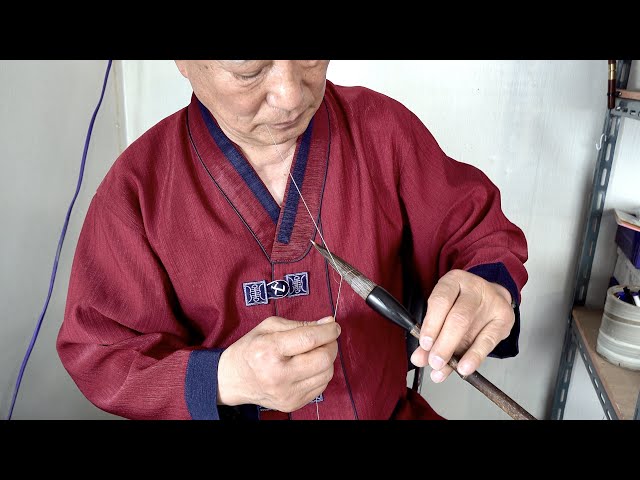 Process of Making Traditional Calligraphy Brush by Old Master Artisan