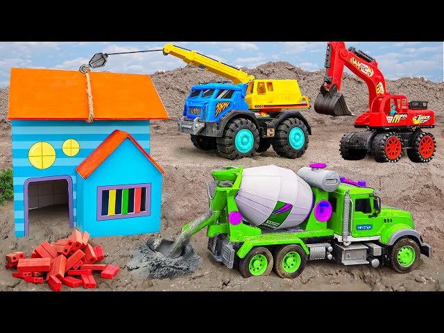 Construction House and play with Construction Vehicles On The Sand Truck Toys Car Story -
