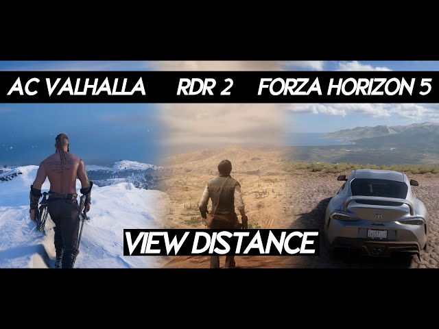 Forza Horizon 5 "VIEW DISTANCE" Comparison VS AC Valhalla VS RDR 2 | Which game looks better ?