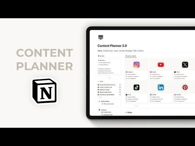Ultimate Notion Content Planner template (Free version includes)