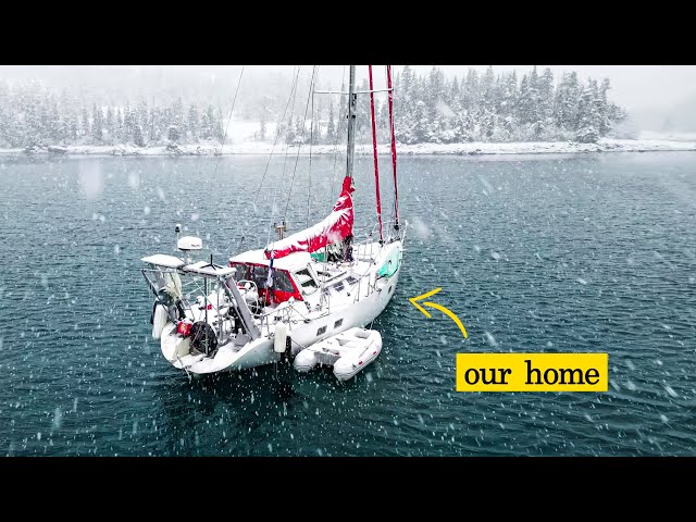 Riding Out a Snowstorm in our Cozy Sailboat in Alaska!