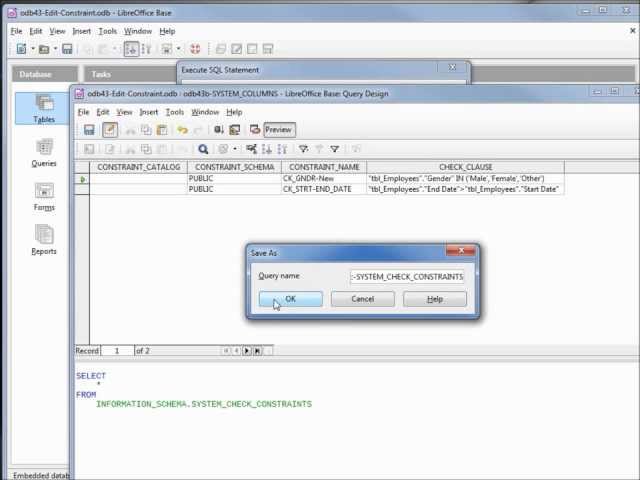 LibreOffice Base (43) Edit a Constraint