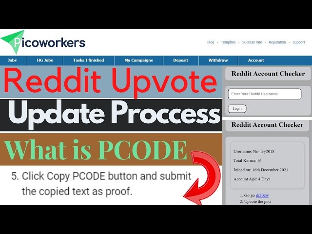 Reddit: Upvote in Picoworkers update proccess || Find PCODE For reddit upvote || picoworker task
