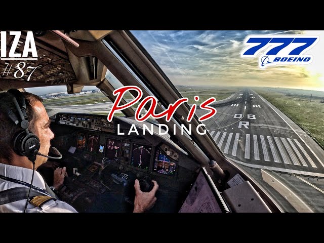 B777 CDG 🇨🇵 Paris | LANDING 08R | 4K Cockpit View | ATC & Crew Communications