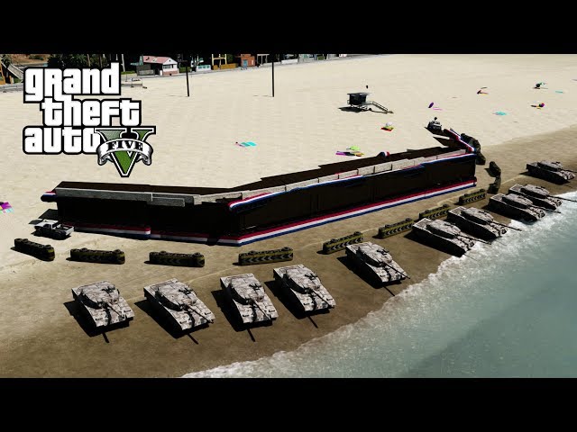 GTA 5 - Army Patrol Episode #26 - BUILDING AWESOME BEACH FORT!