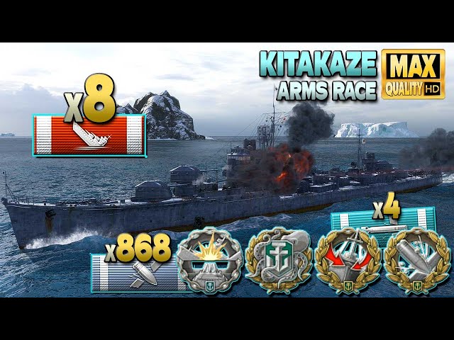Destroyer Kitakaze with 1sec reload dominates the map - World of Warships