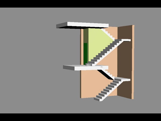 468 - 003 3D модель лестницы с площадкой