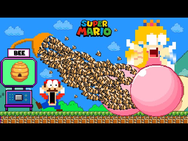 Super Mario Bros. but Mario and 999 Bee make Peach to Giant BUTT | Game Animation