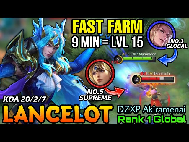 Fast Farming + 20 Kills Lancelot VS Supreme No.5 Freya! - Top 1 Global Lancelot DZXP Akiramenai - ML