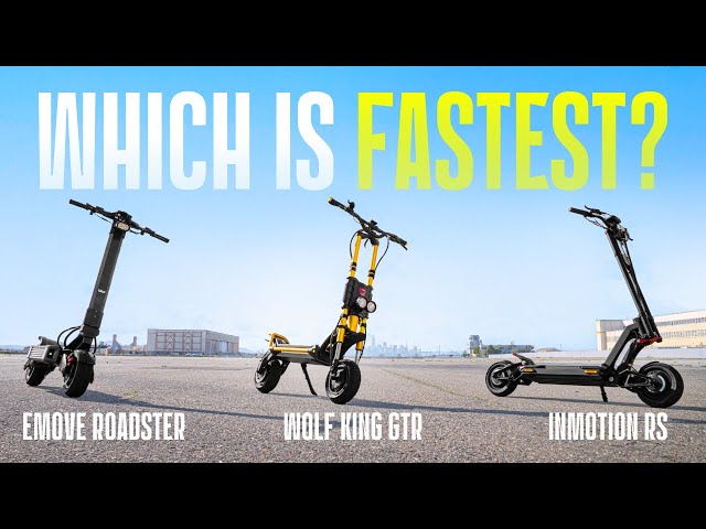60MPH+ Electric Scooter Drag Race: InMotion RS vs. Wolf King GTR vs. EMOVE Roadster