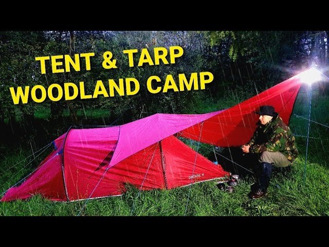 CAMPING IN THE RAIN - tent & tarp camping in a overnight rain storm.