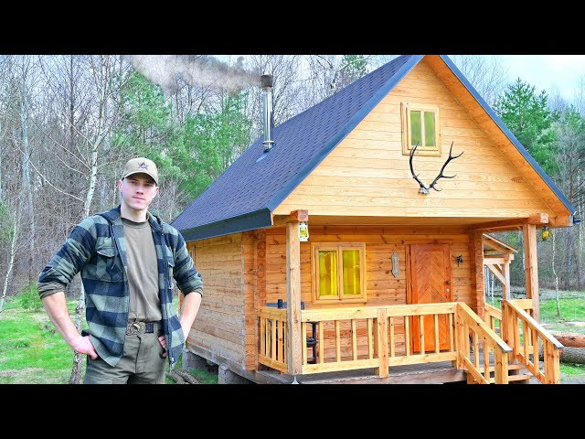 Building a Log Cabin Sauna TIMELAPSE | ONE YEAR Alone In The Forest