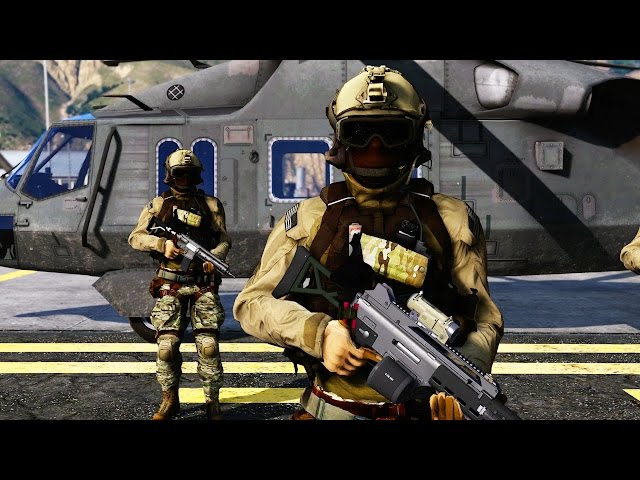 GTA 5 - Military ARMY Patrol #16 - Border War (Navy Seals, Blackhawk, Hydra, Forest Battle)