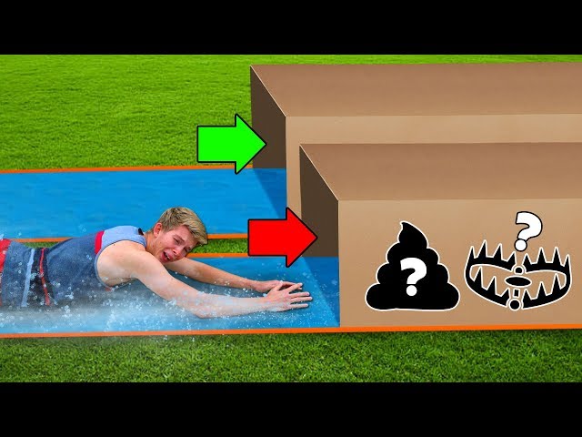 DONT Water Slide through the Wrong Mystery Box!!