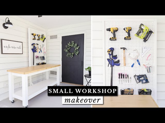 DIY Small Workshop Makeover & Pegboard Stand Tool Storage DIY