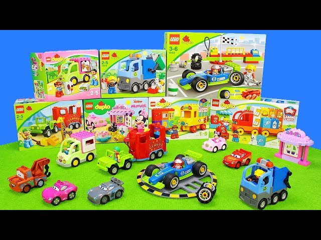 Lego Duplo Spielzeugset Unboxing Film für Kinder mit Feuerwehrauto, Müllauto & Rennautos Cars