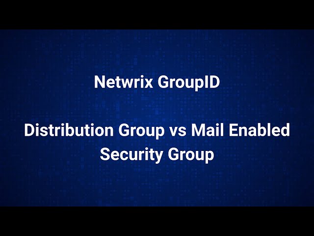 What's the difference between a Distribution Group and a Mail Enabled Security