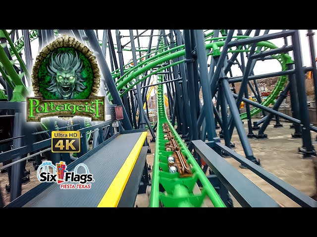 2022 Poltergeist Roller Coaster On Ride Front Row 4K POV with Queue Six Flags Fiesta Texas