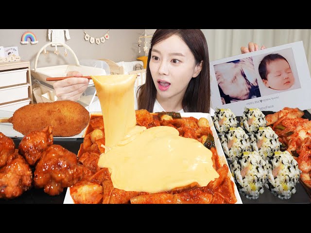 [Mukbang ASMR] Baby's Room Tour 😆 Spicy Tteokbokki Cheese Fondue Korean Food eatingshow Ssoyoung