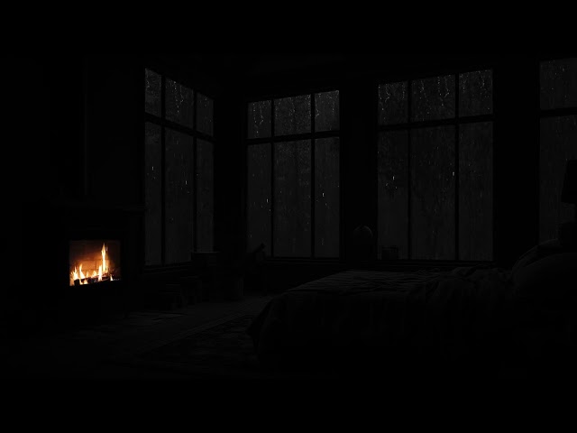 Tranquil Bedroom Bliss with Soothing Rain and Fireplace Sounds🔥Nighttime Healing😴Fireside Ambient