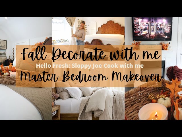 FALL MASTER BEDROOM DECORATE WITH ME!! // HOW TO MAKE YOUR BED LIKE POTTERY BARN // HELLO FRESH!!!