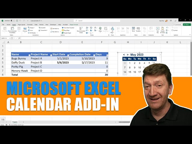 Mini Calendar Add-In for Excel and a little VBA code