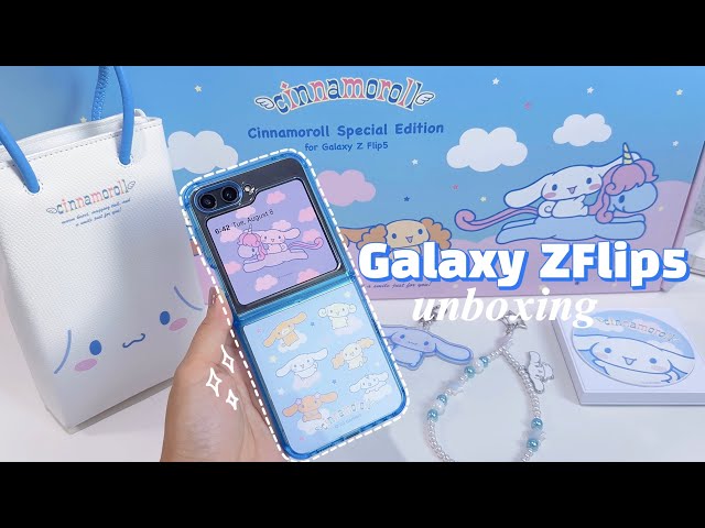 Samsung Galaxy Z Flip 5 unboxing 🩵 Cinnamoroll edition + accessories 🦄 z플립5 시나모롤 에디션
