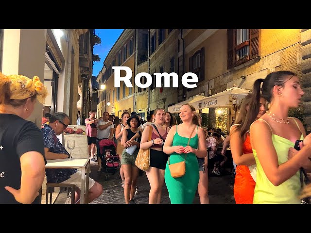 [4K]🇮🇹  Italy Summer Walk👡: Rome, Saturday Evening Vibes💗, Best Gelato🍧 & Lasagna🍝🥘 2022