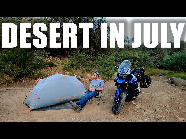 High Heat Motorcycle Camping in July Desert