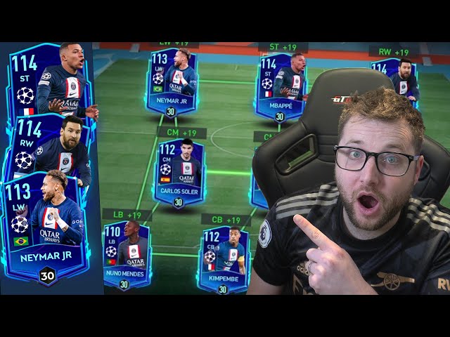 Full Max Rated PSG Champions League Squad Builder on FIFA Mobile 23! Max Rated UCL Messi and Mbappé!