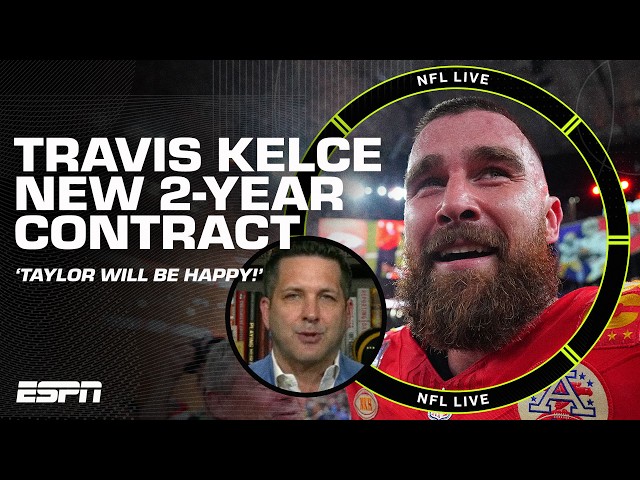 'TAYLOR SWIFT MUST BE VERY HAPPY!' 🤩 - Schefty on Travis Kelce's new deal with the Chiefs | NFL Live