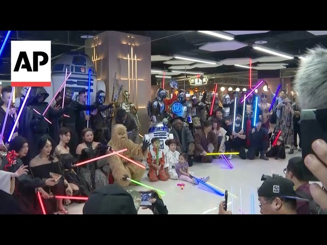 Star Wars characters entertain travelers in Sunghan Airport, Taiwan to celebrate Star Wars day