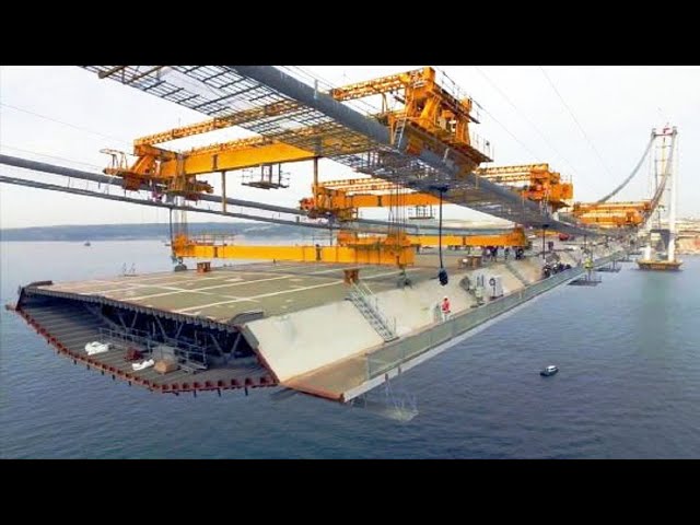 Amazing Modern Suspension Bridge Construction Technology. Incredible Construction Equipment Machines
