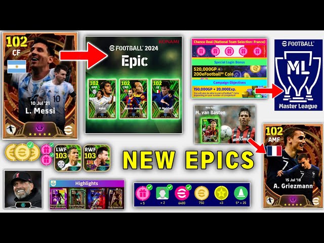 Upcoming All New Epics, New Bigtime In eFootball 2024 | Free Coins, 7th Anniversary Campaign Rewards